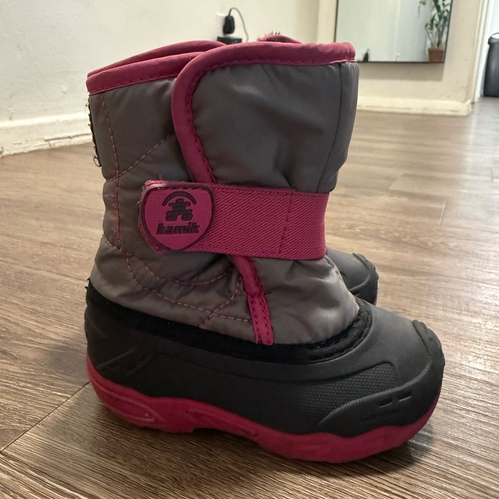 Kamik Kids' Gray and Pink Snow Boots